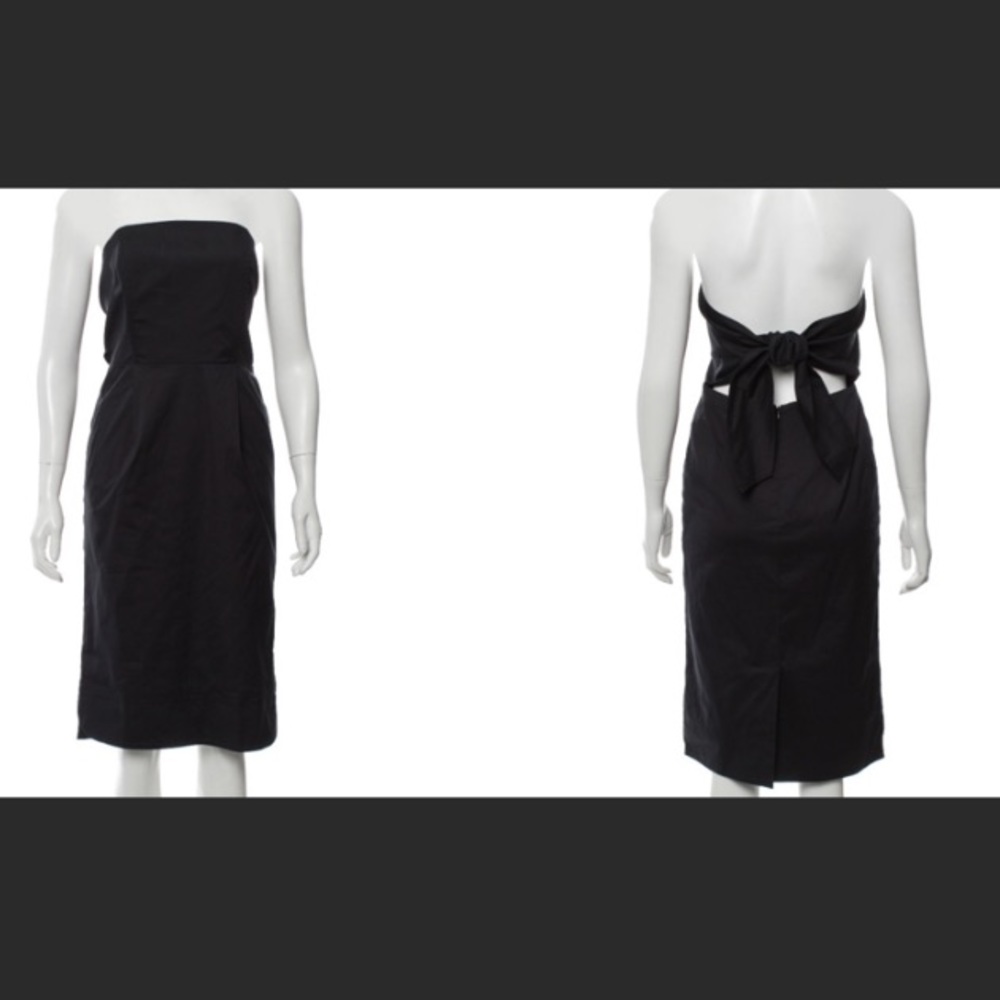 Tibi Strapless Tie Open Back Midi Dress